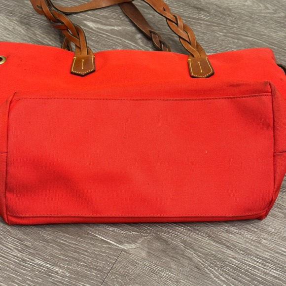 Dooney & Bourke Nylon Shopper Tote Bag Red Vacchetta Leather Trim Preppy Coastal - Picture 5 of 12